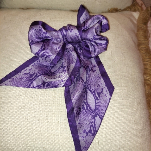 Coach Purple Snake Print Silk Scarf Sash - Picture 2 of 11